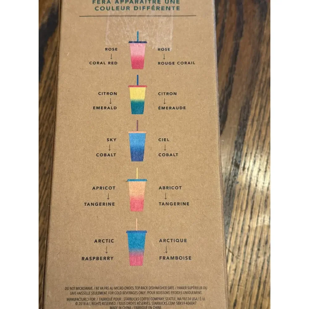 NIB Starbucks 2018 Color Changing Reusable Cold Cups Pack 24oz